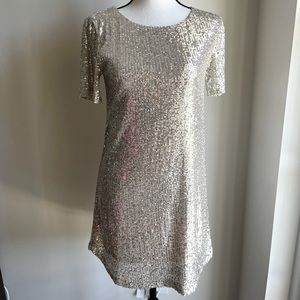 🤍🥂Steve Madden Silver Sequins T-Shirt Style Dress